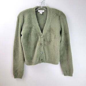 RACHEL ZOE sage green cropped eyelash sweater